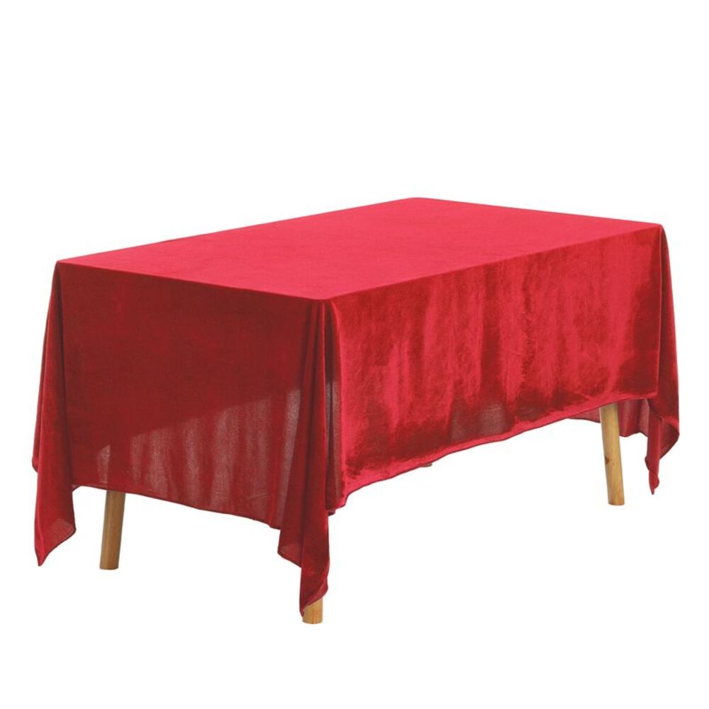 1pc Rectangle Tablecloth Washable Velvet Dining Table Cover 63x126inch Red